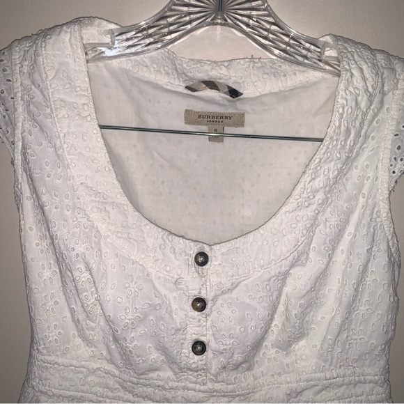 Burberry White Eyelet Peplum Blouse - Picture 6 of 8